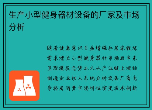 生产小型健身器材设备的厂家及市场分析